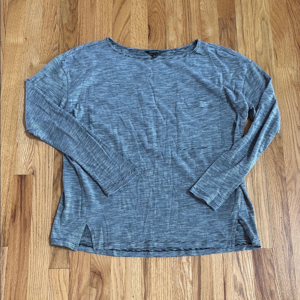 Banana Republic Drapey Black/White Stripe Long Sleeve Pocket Lightweight Top XL